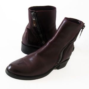 Frye Demi Zip booties boots 8.5 Wine Burgundy